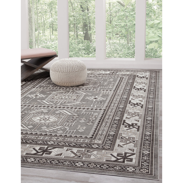 AllModern Ovid Viscose Grey/Charcoal/Ivory Rug & Reviews Wayfair Canada